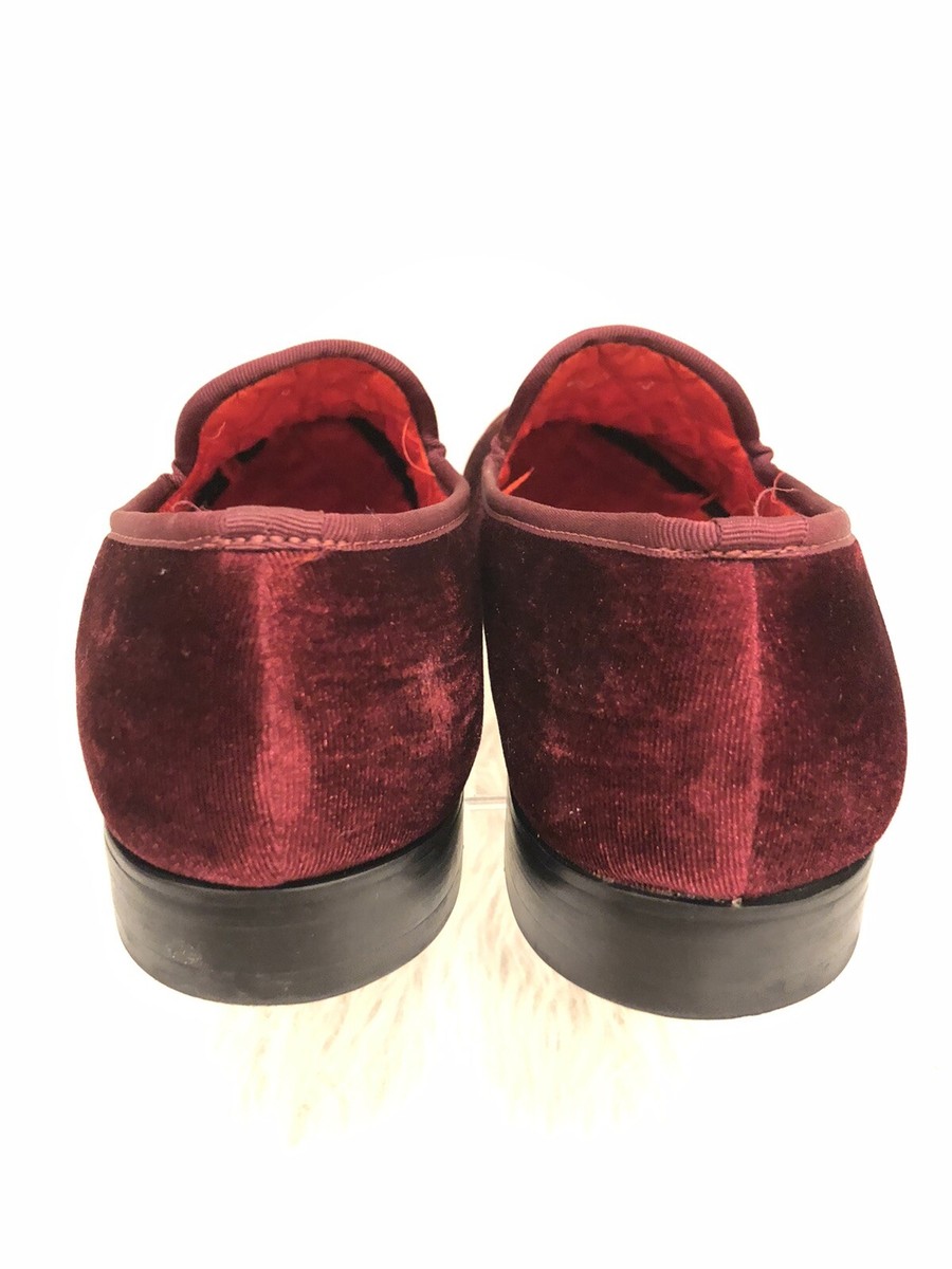 ELANROMAN Mens Rich Red Velvet Dress Shoe Size 10 Gold Crown  display picture 1