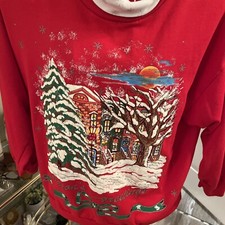 Nutcracker 90s Sweatshirt L Red Pullover Christmas VTG Puffy Paint Women