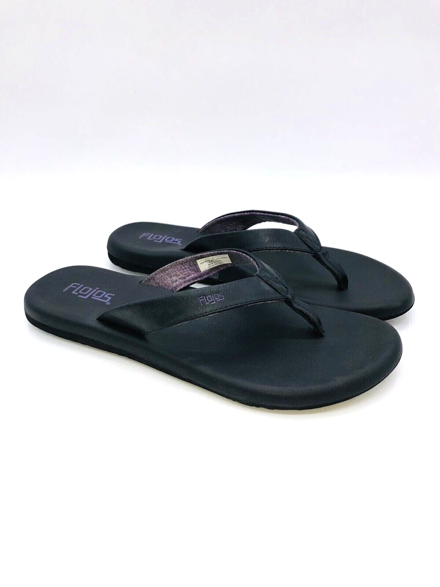 Flojos WOMEN's Flip Flop / Thong Sandals- Black / Lavender, US 10 *used*