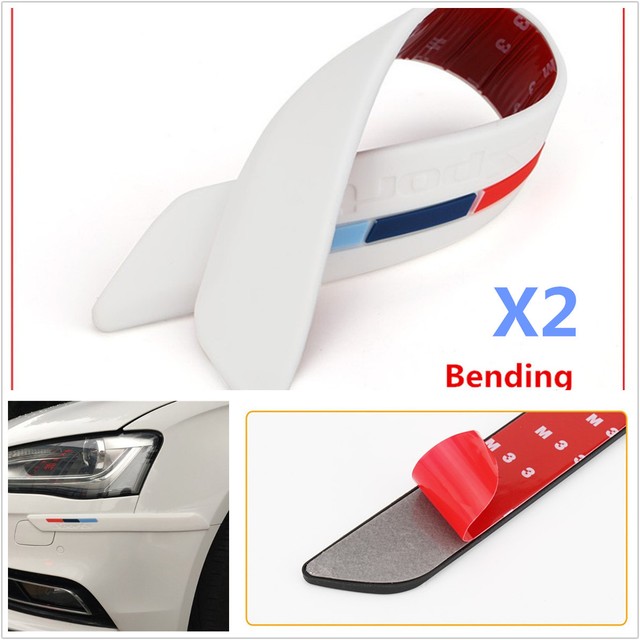 2x White Auto Rear Bumper Guard Edge Rubber Protector Strip Trim