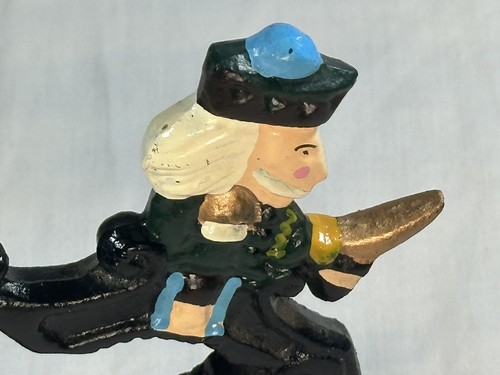 Cast Iron Nutcracker Vintage Painted Soldier w/ Red Wood Base Holiday Americana - Picture 11 of 22
