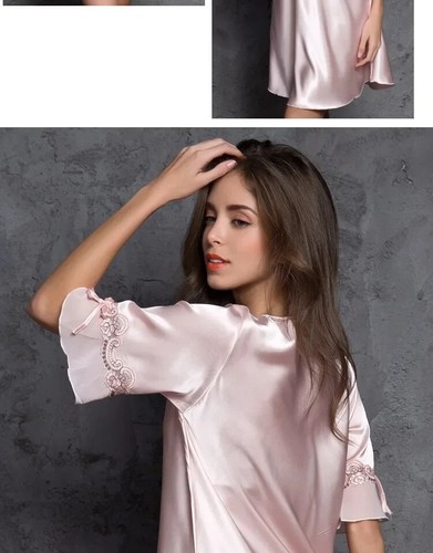 Verano Mujeres Damas Seda Satén Camisón Camisones Batas Pijamas Prendas para dormir Pj - Imagen 3 de 17