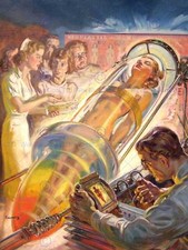 PAINTING VINTAGE SCI FI WOMAN SCIENTIST SPACE AGE INVENTION 1939 POSTER CC3552