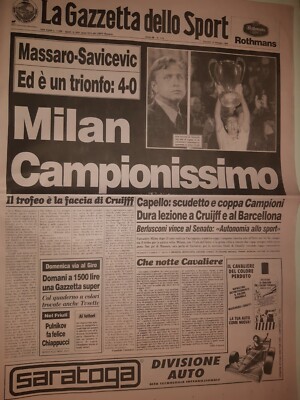 Gazzetta Dello Sport Du 19 Mai 1994, Milan Champion D'Europe, Milan-Barcelone 4-0