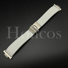 Replacement White Rubber Watch Strap Fits for Tissot PRX Clasp and Adapter