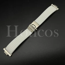 Replacement White Rubber Watch Strap Fits for Tissot PRX Clasp and Adapter