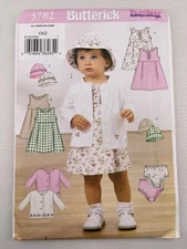 BUTTERICK 3782 INFANTS BABY GIRL JACKET DRESS PANTIES HAT PATTERN 13-29LBS