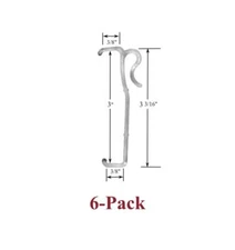 3" Single Slat VALANCE CLIPS for Horizontal Faux WOOD or MINI BLINDS (6-Pack)