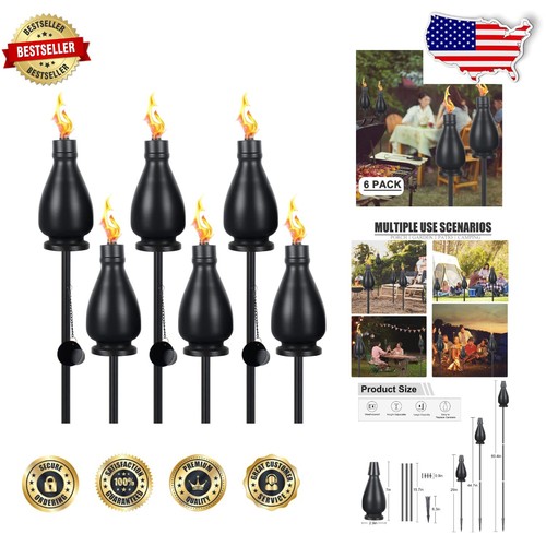 Durable 6-Pack Metal Citronella Torches - Perfect for Gathering & Relaxation - 第 1/9 張圖片