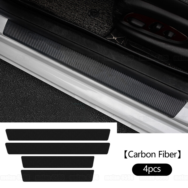 Car Carbon Fiber Door Plate Sill Scuff Cover Anti Scratch Protector Accessories