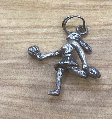 Sterling Silver Jumping Cheerleader Charm Pendant - 925 Silver, One-Sided Design With Pom Poms