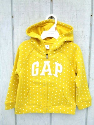 NEW Gap Logo Zip Hoodie Yellow Star Girls Clothes Fleece Lined
