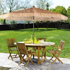 Aoodor 10FT Patio Umbrella Thatched Outdoor Umbrella with Plug Beach Umbrella