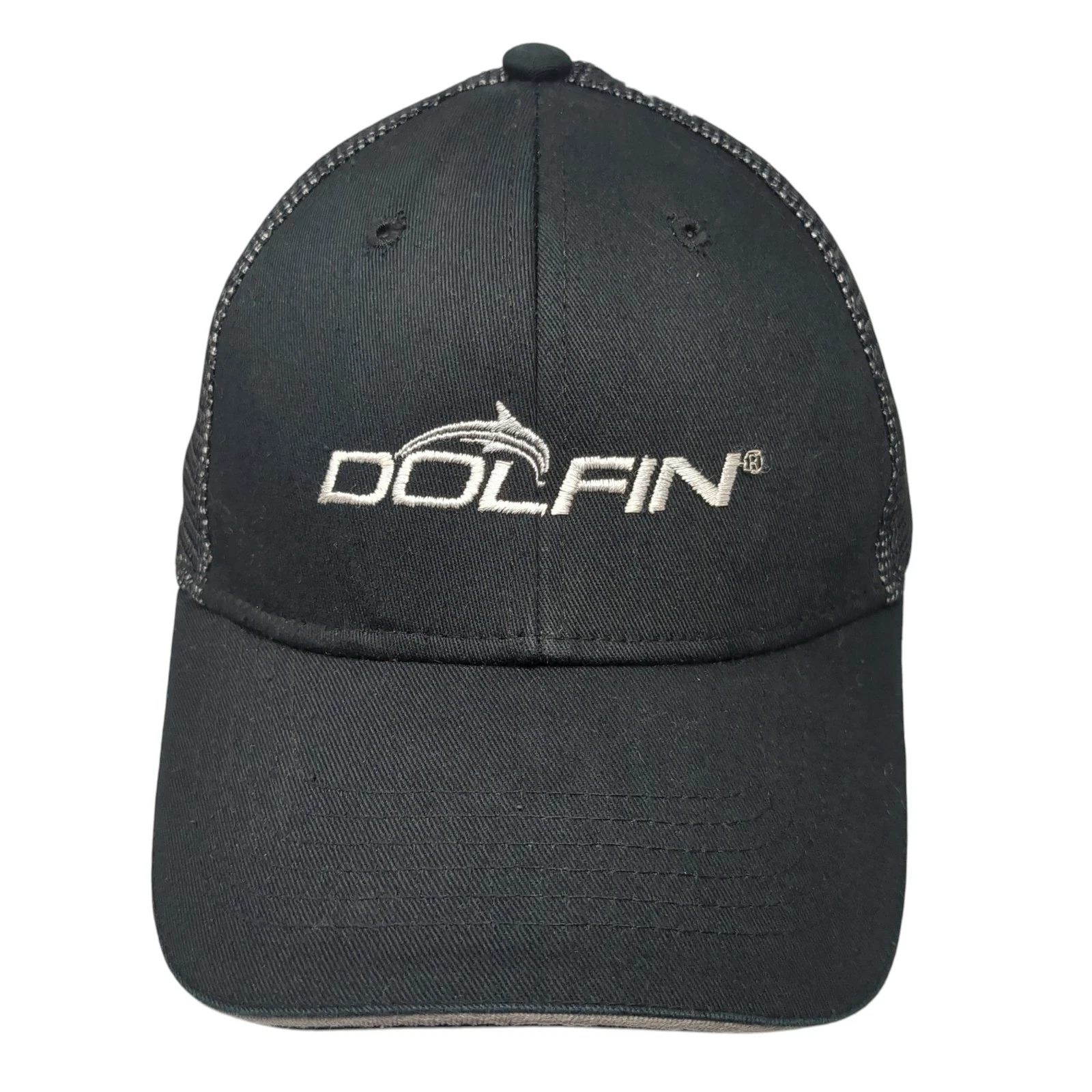 Dolfin Snapback Trucker Hat Black One Size Adjustable Embroidered Port Authority
