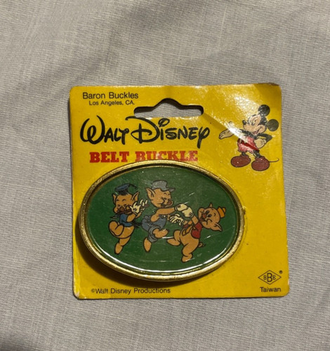 vintage Walt Disney belt buckle Three Little Pigs.