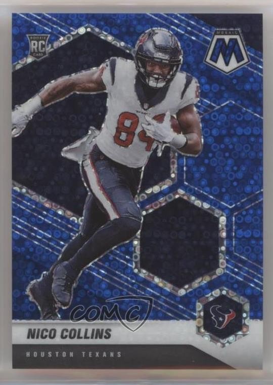 2021 Mosaic Rookies No Huddle Blue Prizm 14/75 Nico Collins #330 Rookie RC 12ny