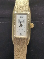 Rare Vintage Harrods Gold Tone Ladies Quartz Wrist Watch VGC D8