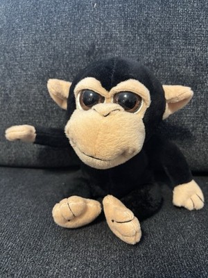 1994 The Petting Zoo Small Chimpanzee Plush Doll 6-14in Black Beige Big Eyes
