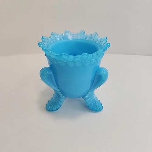 Degenhart Forget-Me-Not Opaque Milk Blue Glass Toothpick Holder