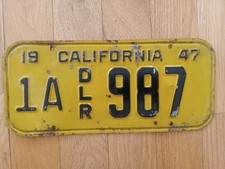 Vintage 1947 Dealer California License Plate