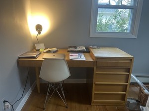 Desk by T.H. Robsjohn-Gibbings for Widdicomb In Sorrel Walnut Used Local Pickup