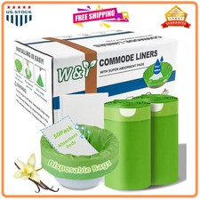 50 Count Bedside Commode Liners with Absorbent Pads Vanilla Scented Waste Bags