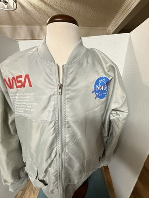 Asstseries NASA Jacket Reflective Gray Logo & Flag - Xl  Pre Owned Excellent