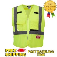 Large/X-Large Yellow Class 2 High Visibility Safety Vest with 10 Pockets