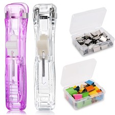 2 Pcs Portable Handheld Clam Clip Dispenser with 100 Pcs Clam Clip Refills Mi...