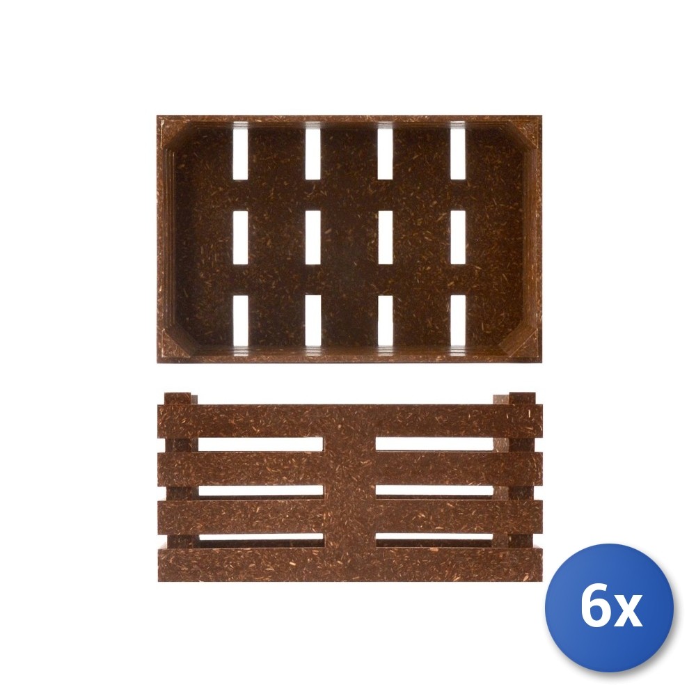 6X Brown Recycled Plastic Baskets 11X7X5.5 Cm H&H