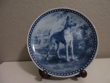Plato Gran Danés Vintage Tove Svendsen Grand Danois Deutsche Dogge Azul y Blanco