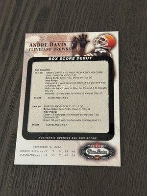 2002 Fleer Box Score Debuts Insert 10BSD Andra ANDRE DAVIS Cleveland Browns Card