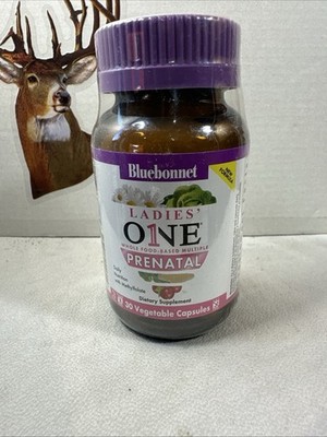 BlueBonnnet Ladies' One , Prenatal, 30 Vegetable Capsules BB.03/28 FREE SHIPPING