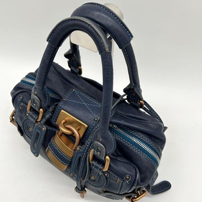Chloe Paddington Blue Navy Leather Handbag Satchel Y2K Vintage
