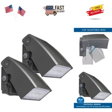 2 Pack 30W LED Wall Pack, Dusk-to-Dawn Photocell, Adjustable Head, Full Cut-O...
