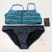 Womens Nike Bikini Two Piece Swimsuit Blue/Green NESS8864 Sz L