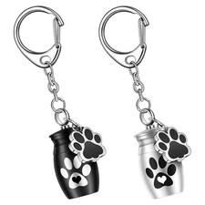 2 Pcs Pet Ashes Necklace Key Chain Ornament Cute Dog Keychains Memorial