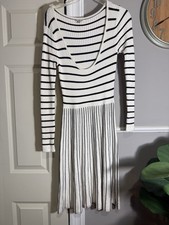 Guess Med Nash Long Sleeves Ribbed Knit Striped Fit & Flare Sweater Dress