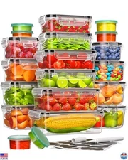 40-Piece BPA-Free Food Storage Set - 20 Leak-Proof Containers, Labels & Pen