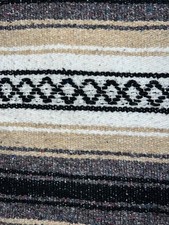 Vintage Mexican Falsa Southwestern Blanket Fringe Rug 41  x 66  