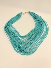 Multi strand turquoise beaded choker necklace