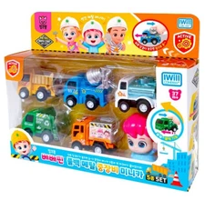 Pinkfong Bebefinn Heavy Equipment 5 Cars Set Metal Die Cast Pull Back Figure