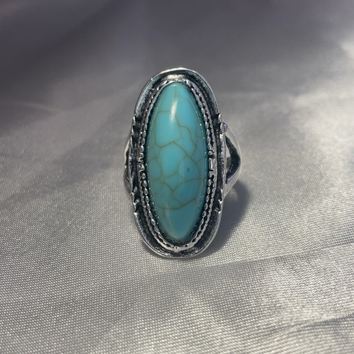 Vintage Natural Turquoise Navajo Ring 1.3” Size 7