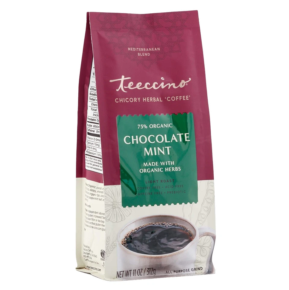 Teeccino Chocolate Menta Café Achicoria Alternativa - Café Herbal Molido Tha... Foto 2 de 4