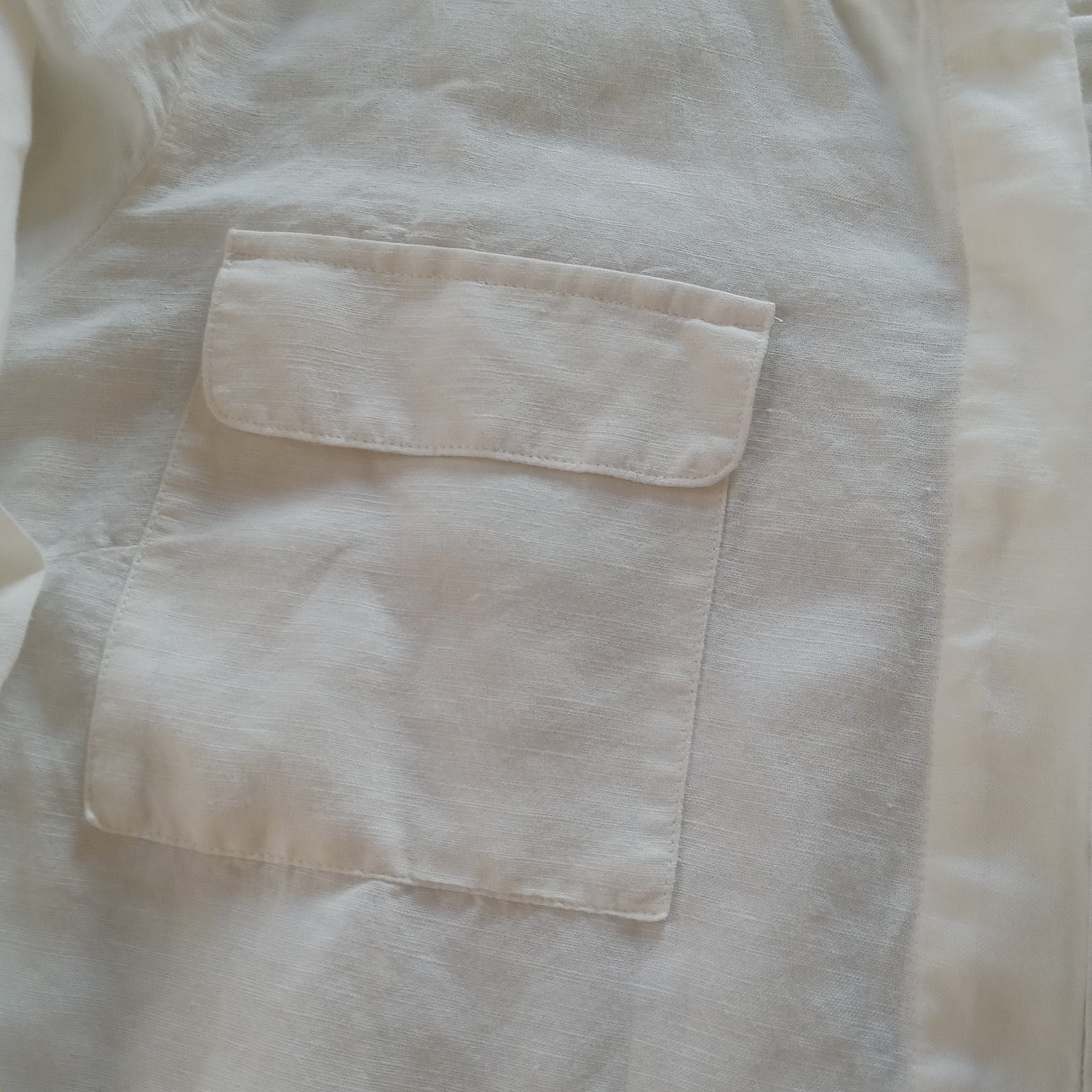 Talbots White Linen Blend Button Down Split Neck … - image 7