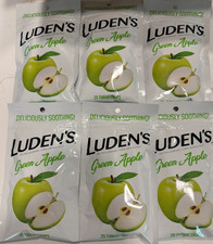 6 Bags Luden's Green Apple Flavor Throat Drops 25 Count-SEALED Ludens