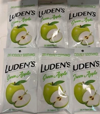 6 Bags Luden's Green Apple Flavor Throat Drops 25 Count- Exp 9/25 SEALED Ludens