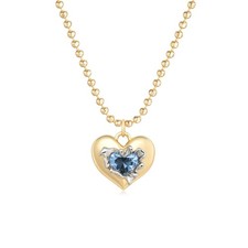 Women Heart Birthstone Necklace Gold Pendant 14K Gold Plated Simple Dainty Beade