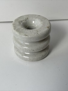 Vintage White Porcelain Stacked Ribbed Donut Electric Insulator 1 3/8”x 1 5/8”