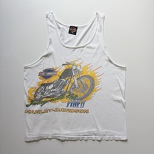 Vintage 90s Harley Davidson Tank Top Shirt Size XL White Single Stitch USA Made